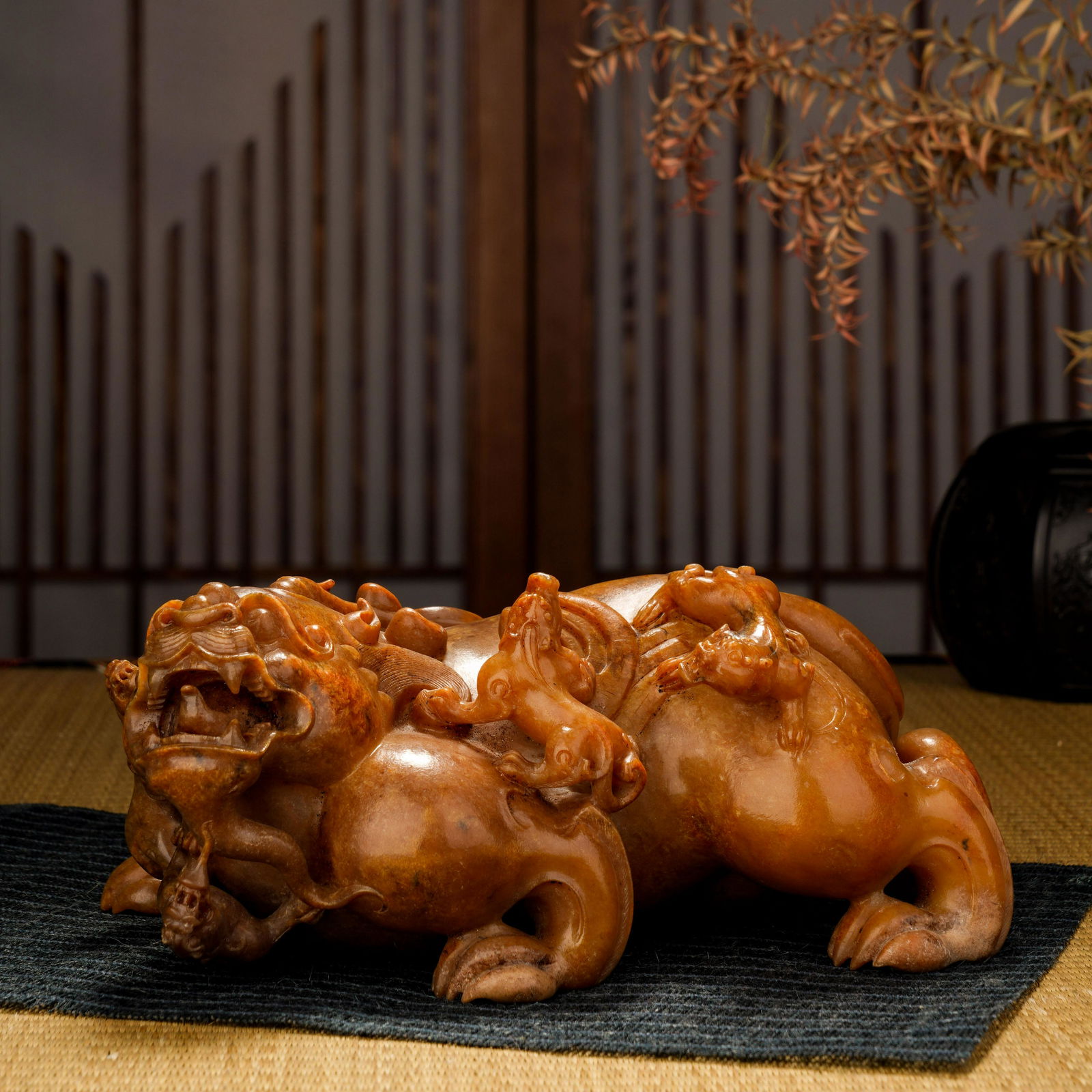 Han Dynasty Hetian Jade Child and Mother Beast (1 of 9)