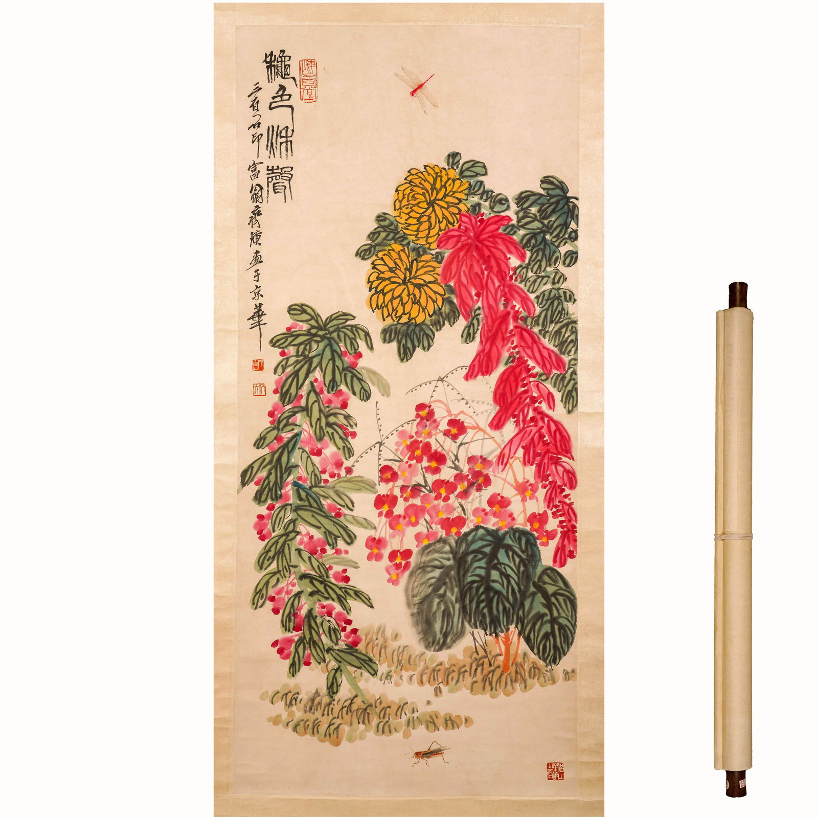 Qi Baishi Flower Vertical Scroll (1 of 7)