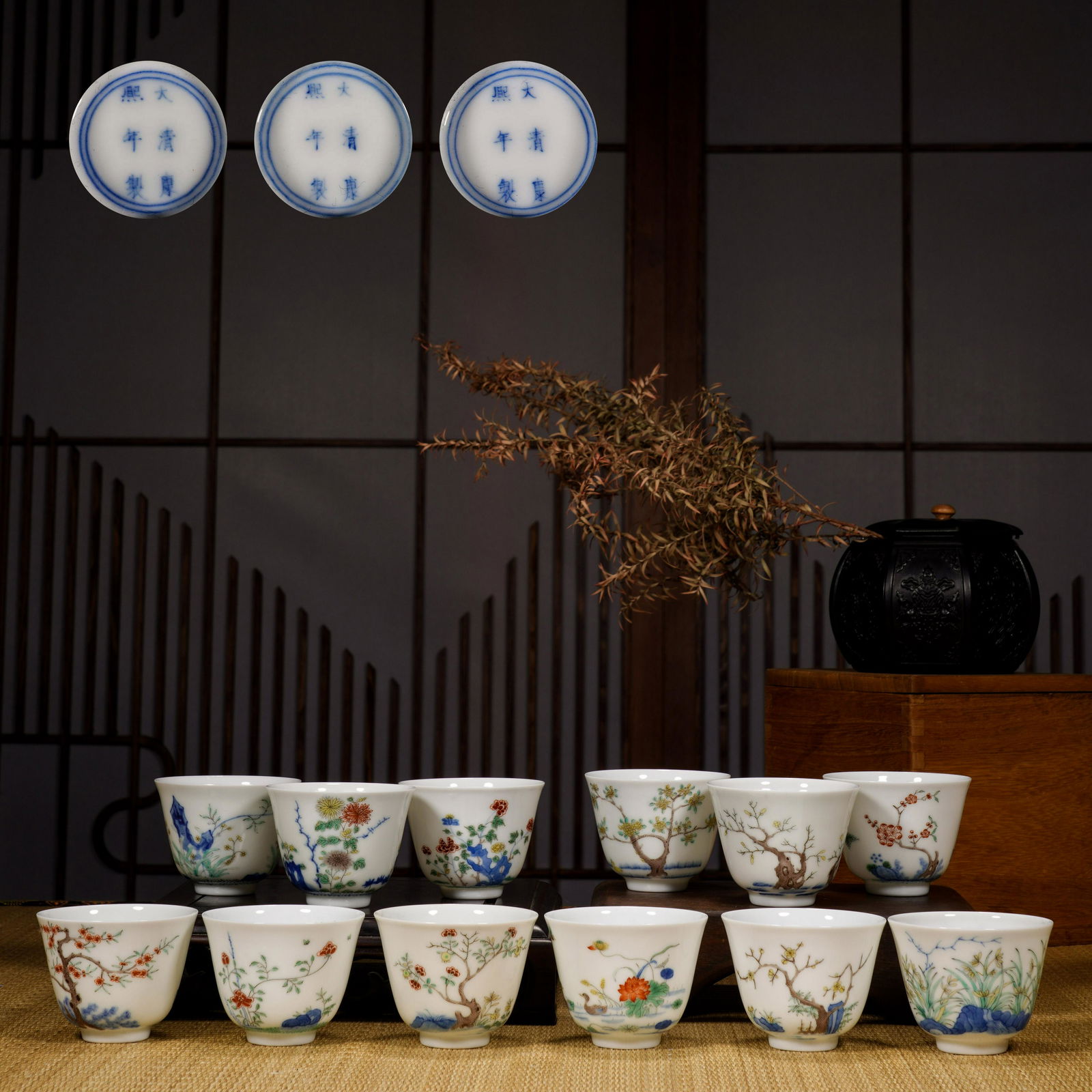 A Twelve Piece of Pastel Flower Cups, Qing Dynasty (1 of 10)