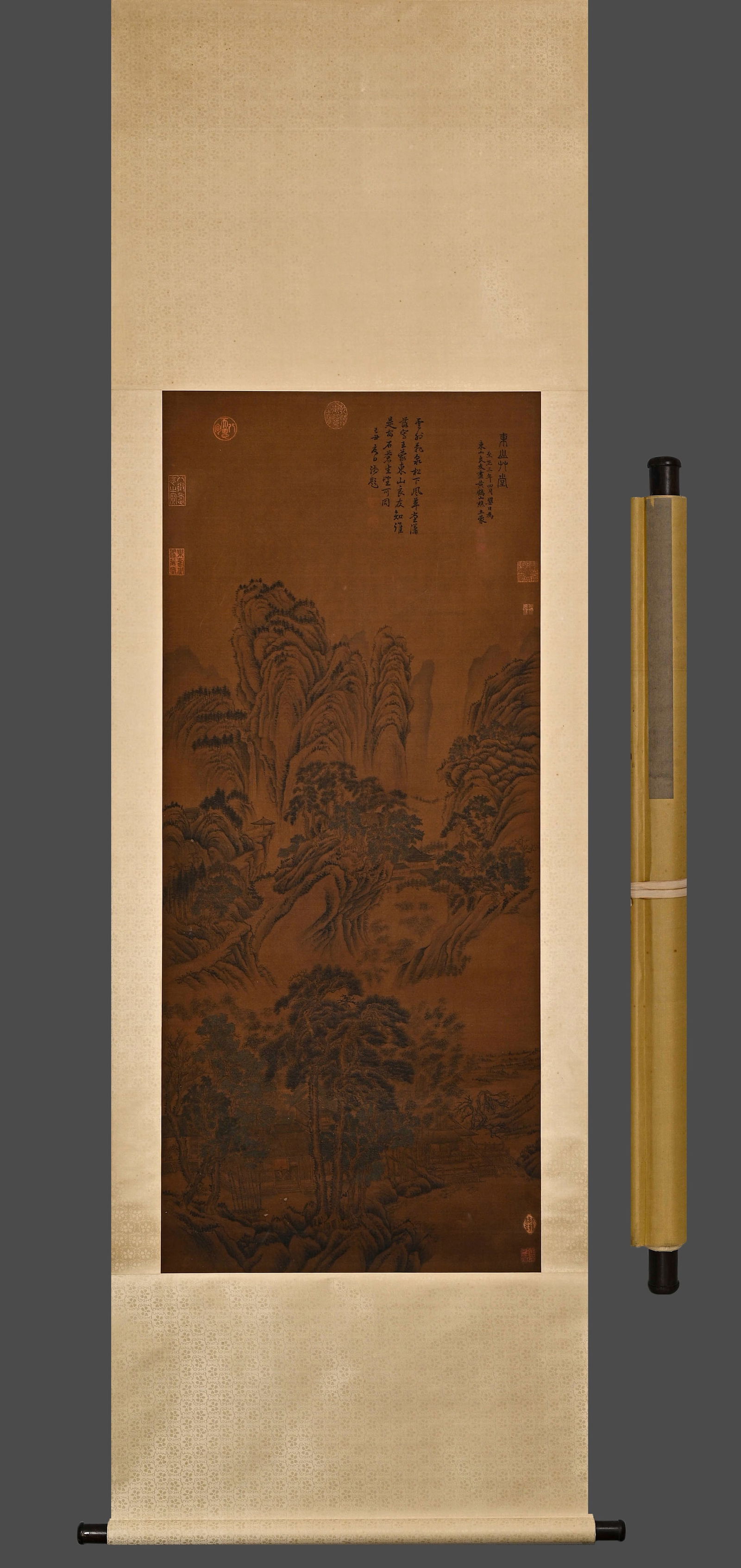 Wang Meng, Dongshan Forest Hall, hanging scroll on silk: L:143cm W:61cm