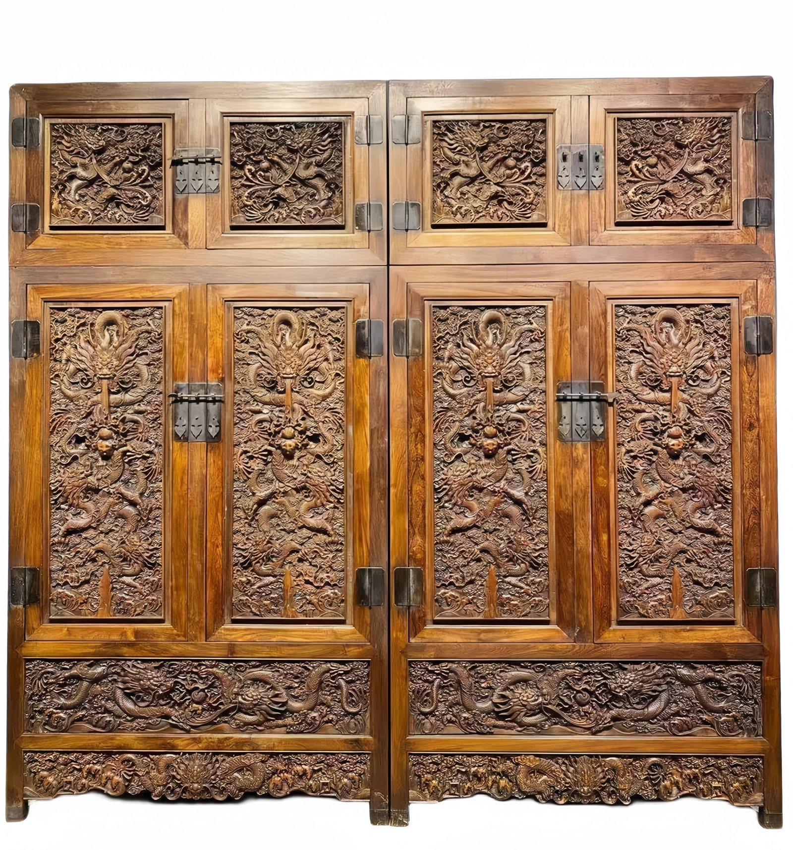 Qing dynasty huanghuali dragon-patterned top cabinet (1 of 9)