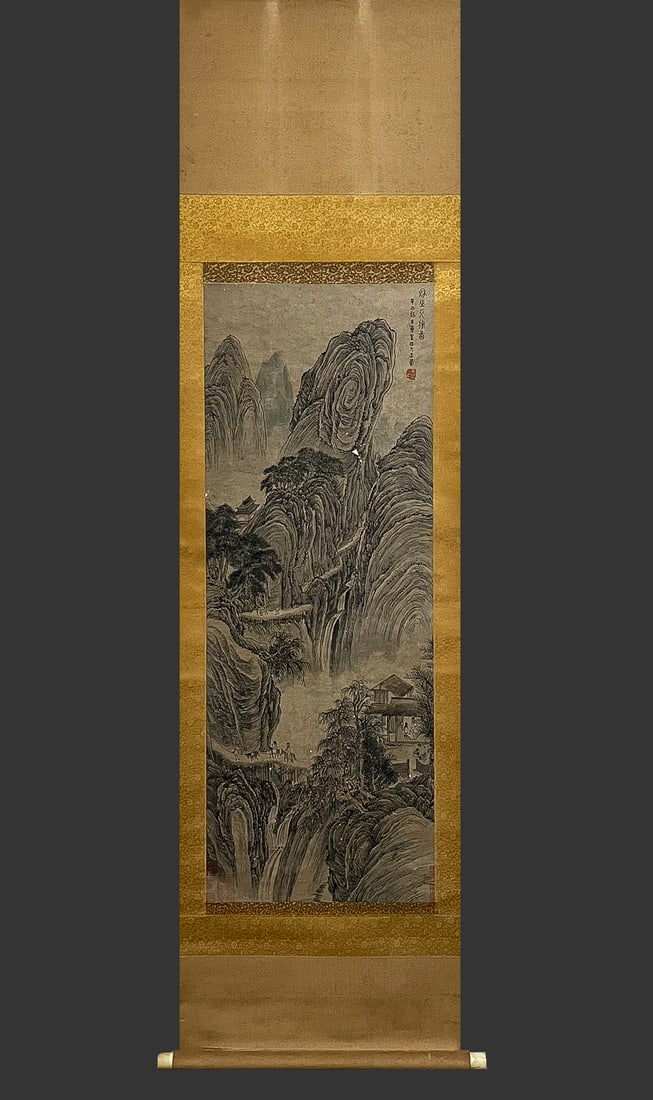 Wang Meng landscape vertical scroll: L:105cm W:40cm