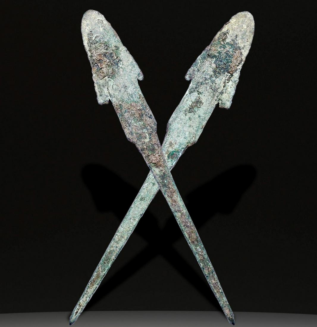 Ancient Weapons: Ancient Bronze Ballistic Arrowhead, Biblical Period, Old Testament , 1200 BC- 600 BC