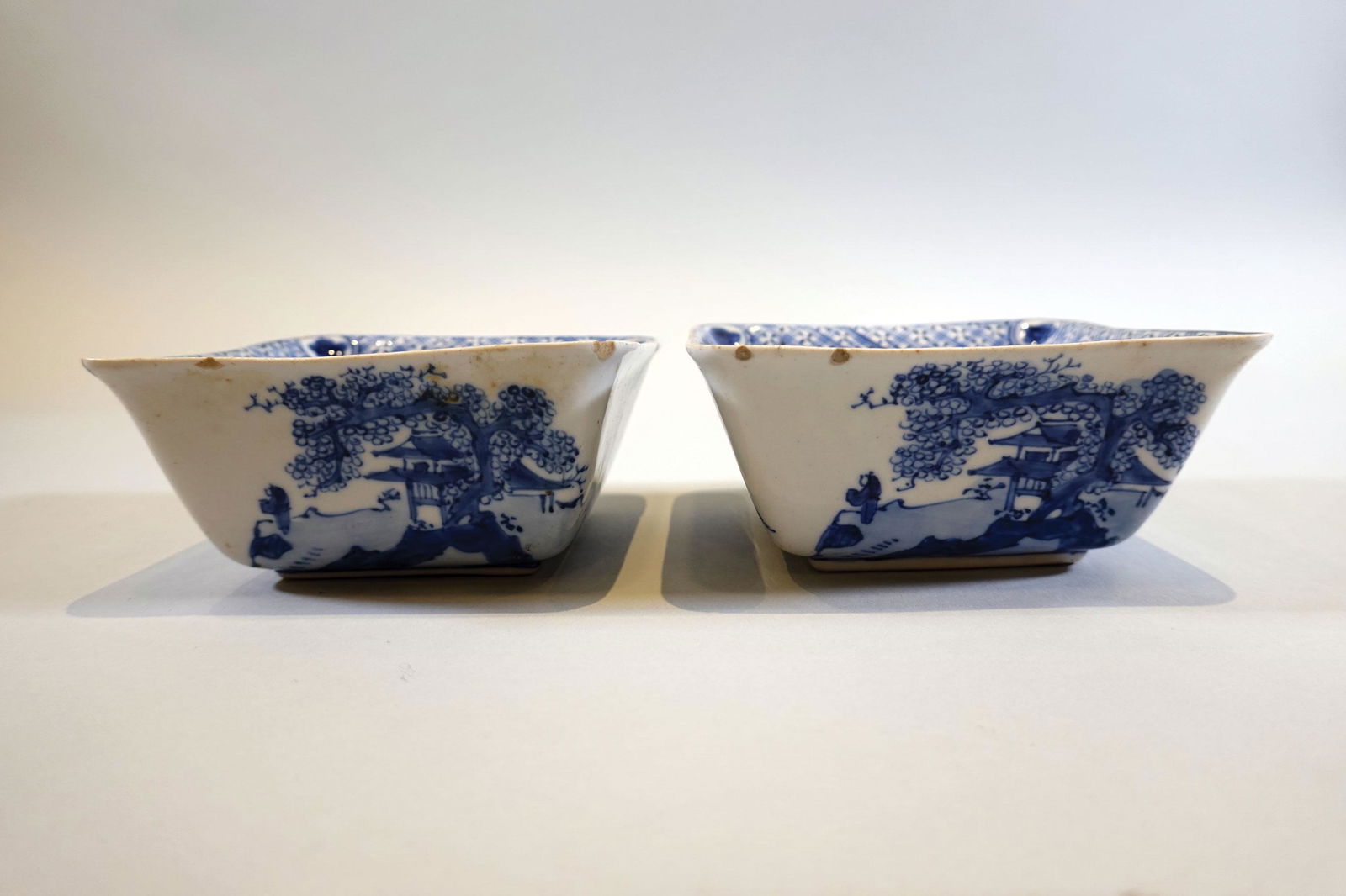 A pair of imitating ChengHua ware blue and white brush washers with landscape painting and "ChenHua (1 of 4)