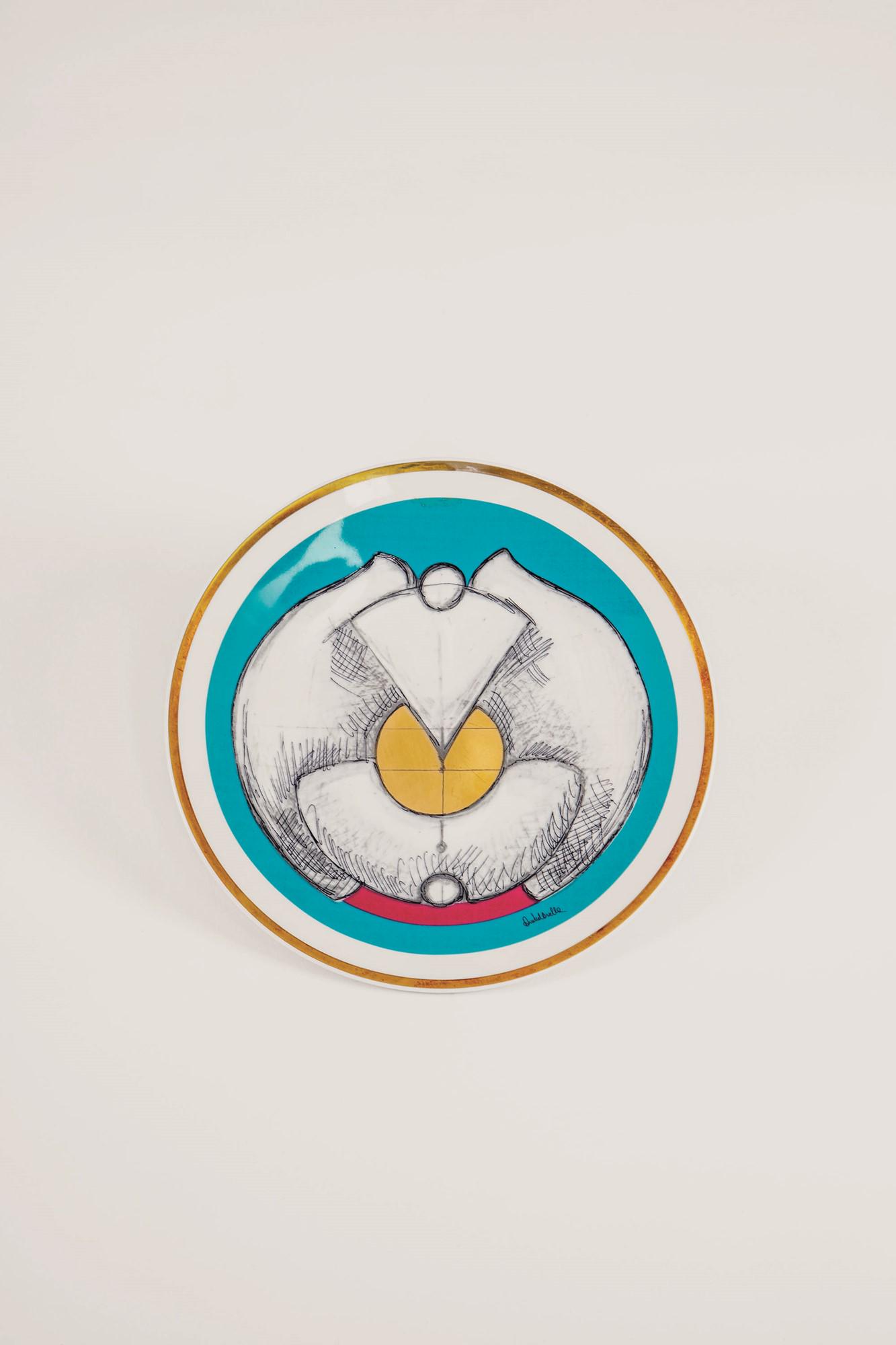 Andrea Cascella, Unione e ProsperitÃ , il piatto degli sposi: Unione e ProsperitÃ Il piatto degli sposi, 1984Porcellana policroma.Prod. Richard Ginori, Italy, manifattura di Doccia.Firma dell'artista sulla tesa.Al verso marchio della manifattura, Andrea Cascel