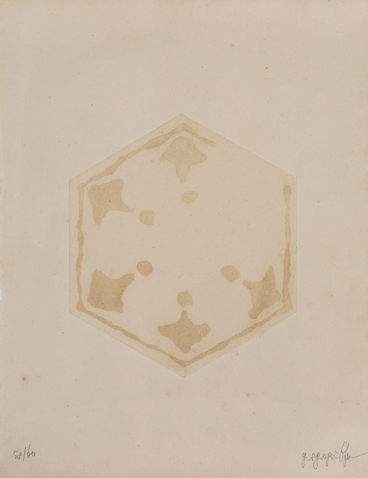 Giorgio Griffa, Senza titolo: Senza titolo Acquaforte su carta. Firmata a mano e numerata 58/60. cm 33x25, cornice cm 47x38