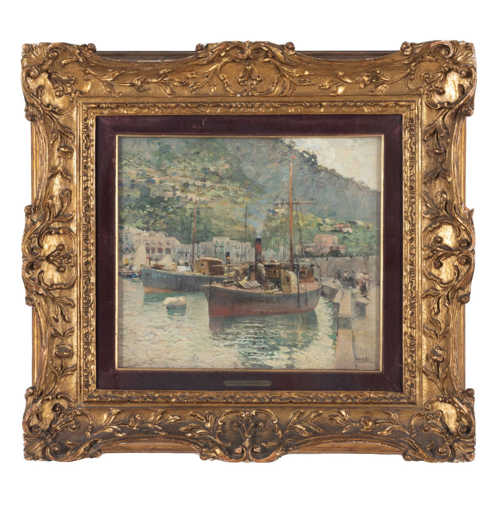 Attilio Pratella (Lugo di Romagna 1856-Napoli  1949) Marina napoletana con barche (1 of 4)