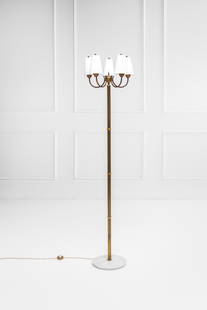 Angelo Lelii, Lampada da terra: Lampada da terra Ottone, metacrilato opalino. Prod. Arredoluce, 1950 ca. h cm 178, diam. cm 45
