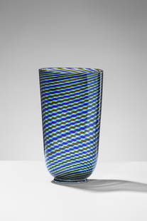Ercole Barovier. Vaso della serie Spira Aurata: Vaso della serie Spira Aurata Vetro soffiato a canne piatte policrome unite insieme e ritorte a caldo. Barovier & Toso, 1966 cm 32,5x18x13 Literature: Attilia Dorigato (a cura di) Ercole Barovier 1889