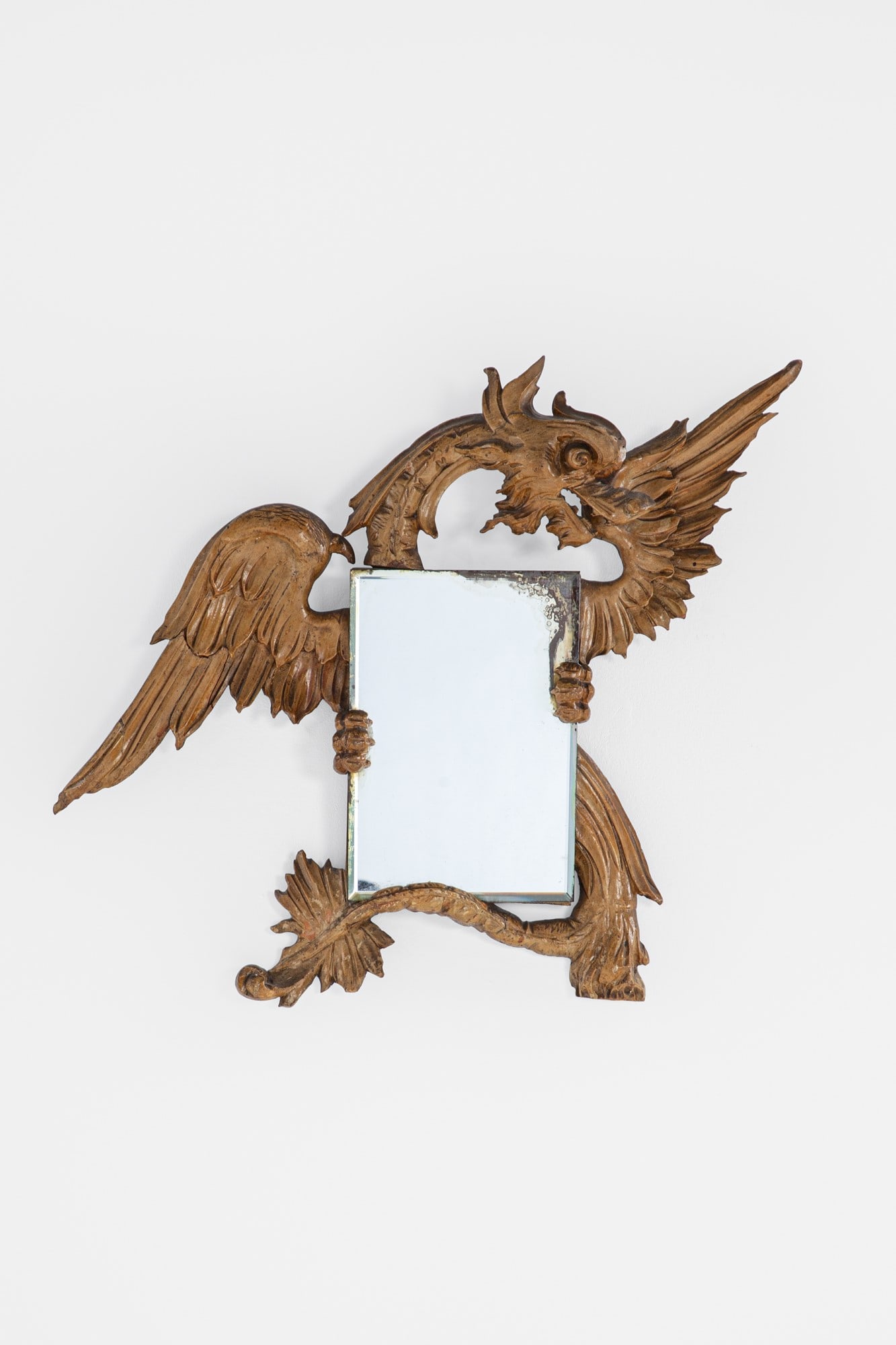 Gabriel Viardot (attr.). Specchio con drago: SpecchioLegno scoltpito, cristallo specchiato.Francia, XIX sec.cm 59x73x8