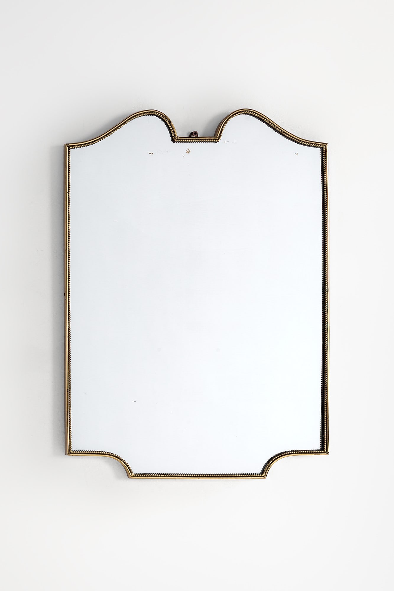 Specchiera: Specchiera ottone dotao, vetro specchiato. 1950 ca. cm 67x49x3