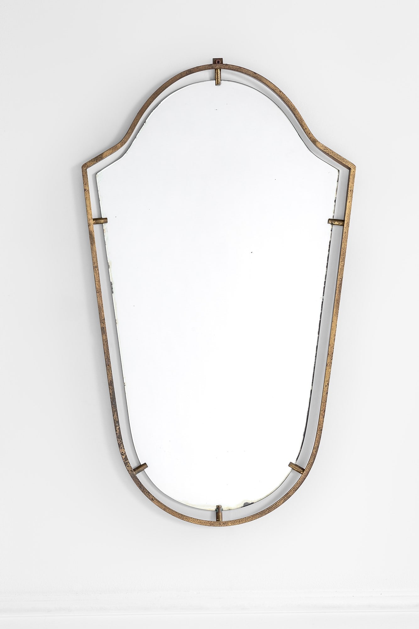 Specchio: Specchio Ottone, vetro specchiato. 1950 ca. cm 90x53x2