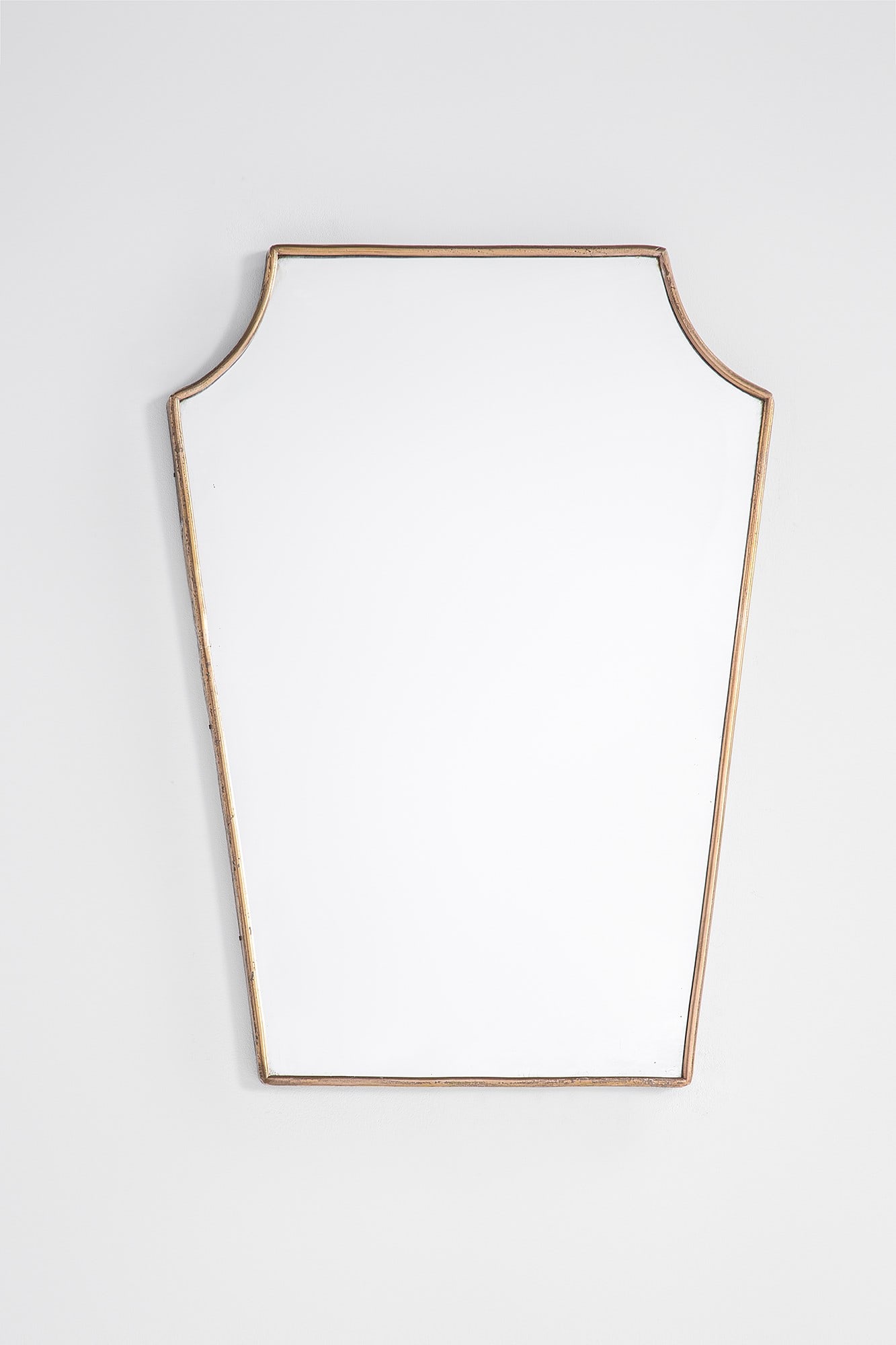 Specchiera: Specchiera Ottone, vetro specchiato. 1950 ca. cm 56x40x2