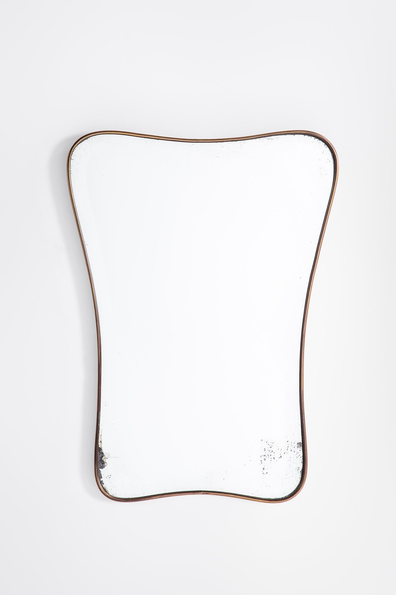 Specchiera: Specchiera Ottone, vetro specchiato. 1950 ca. cm 62x45x3
