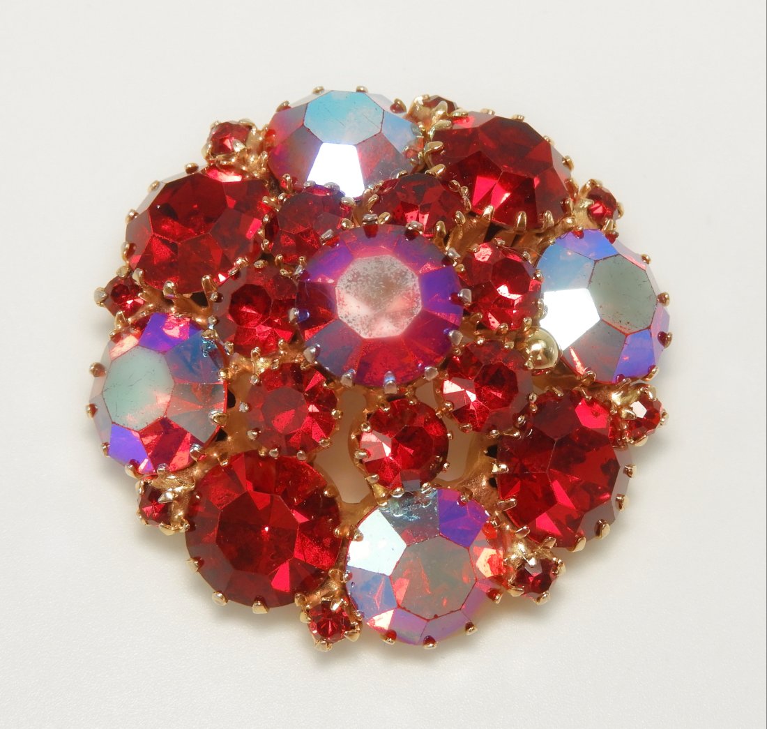Vintage Red Rhinestone Brooch (1 of 4)