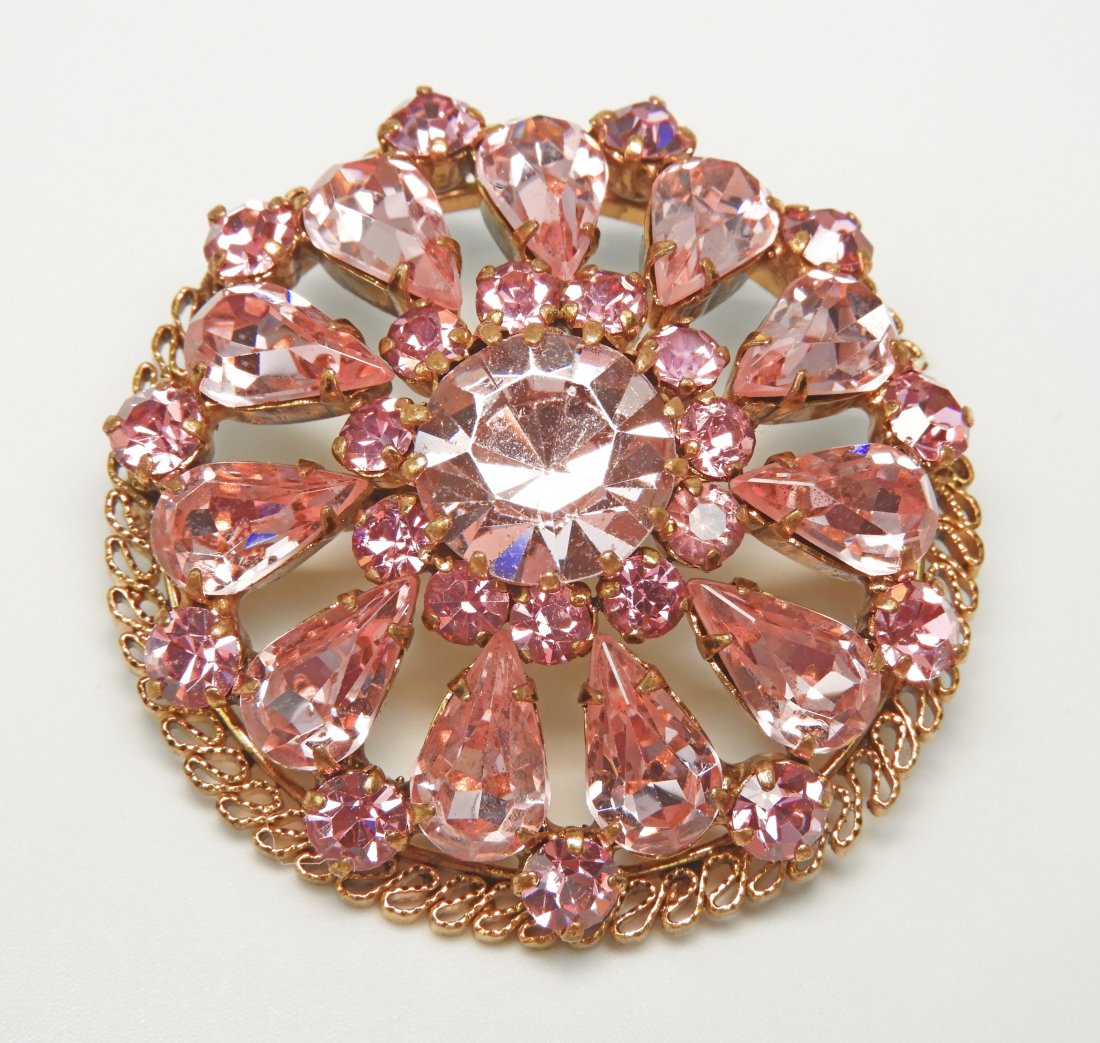 Vintage Austrian Pink Rhinestone Brooch (1 of 4)