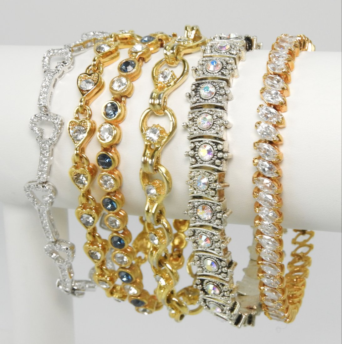 Tennis Style Bracelet Lot: Various sizes