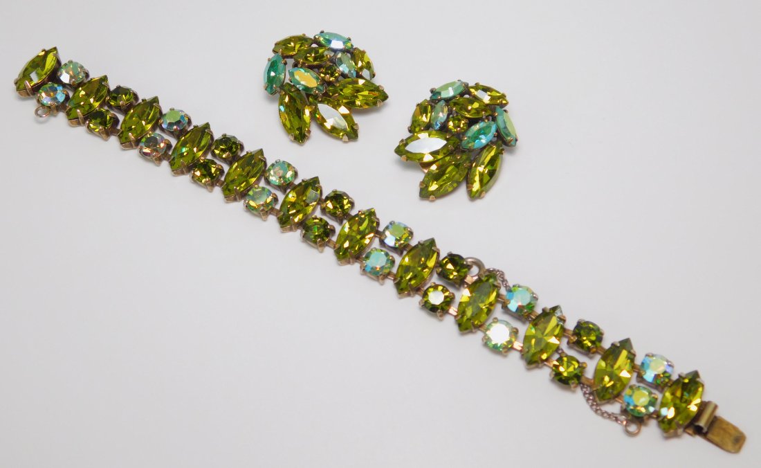 Vintage Regency Rhinestone Bracelet & Earring Set (1 of 6)