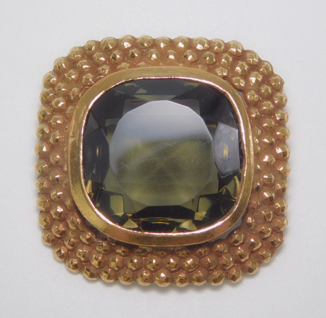 Vintage Accessorcraft Smoke Gray Glass Square Brooch (1 of 4)