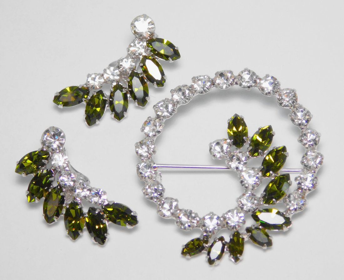 Vintage B David Rhinestone Brooch & Earring Set (1 of 5)