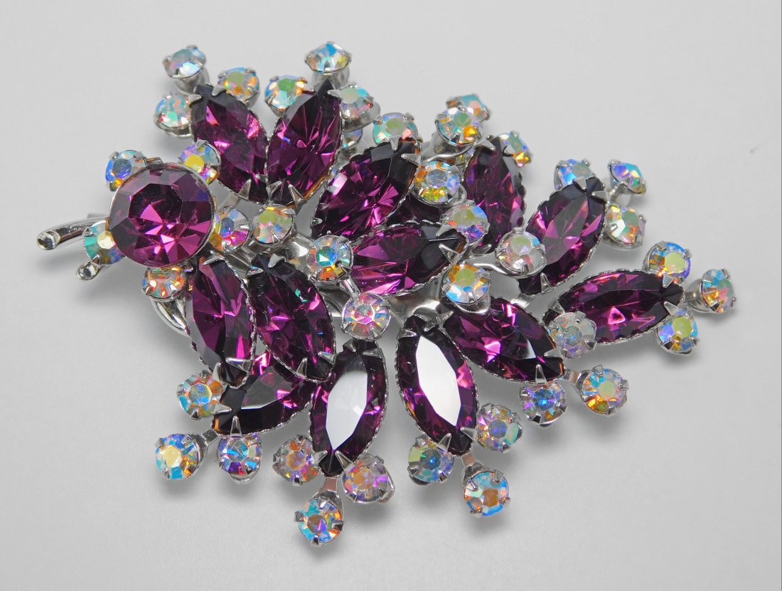 Vintage Purple & AB Rhinestone Layered Rivet Brooch (1 of 4)