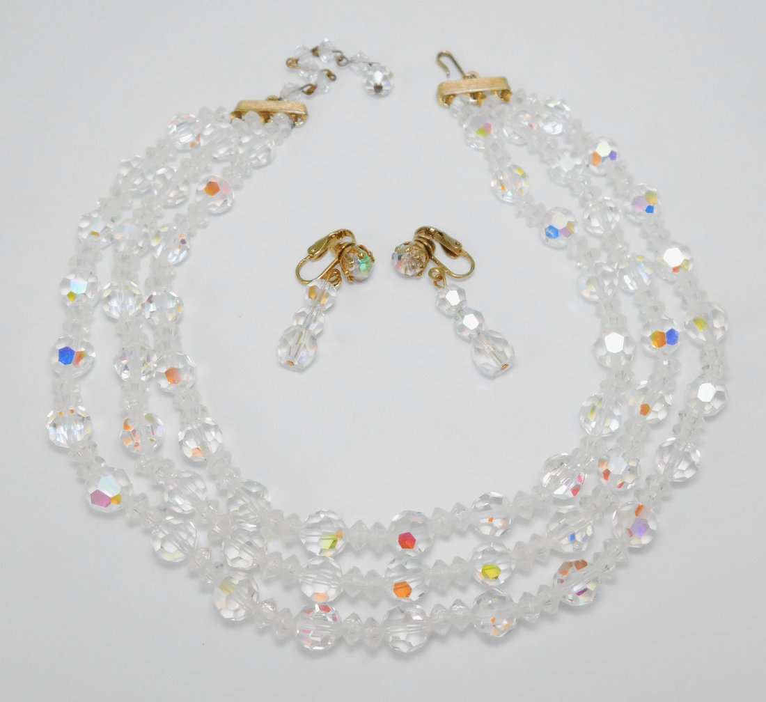 Vintage Lisner Crystal Bead Necklace With Earrings (1 of 5)
