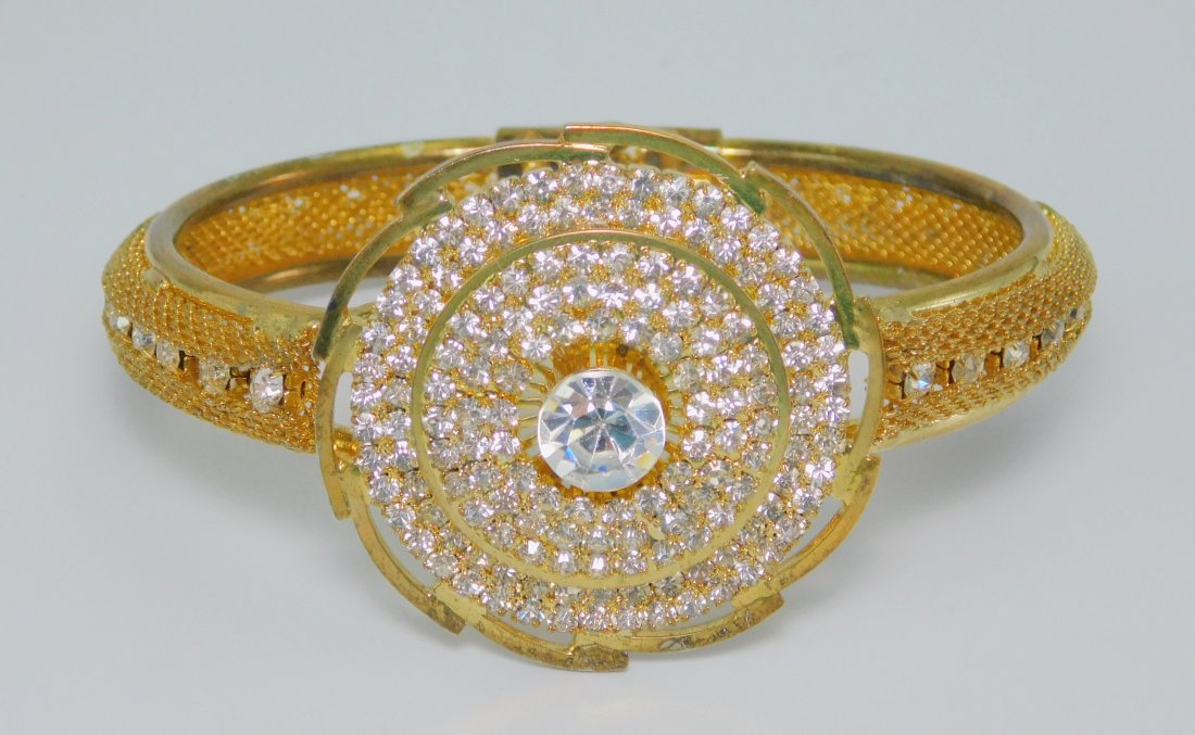 Vintage Mesh Rhinestone Hinged Bracelet (1 of 4)