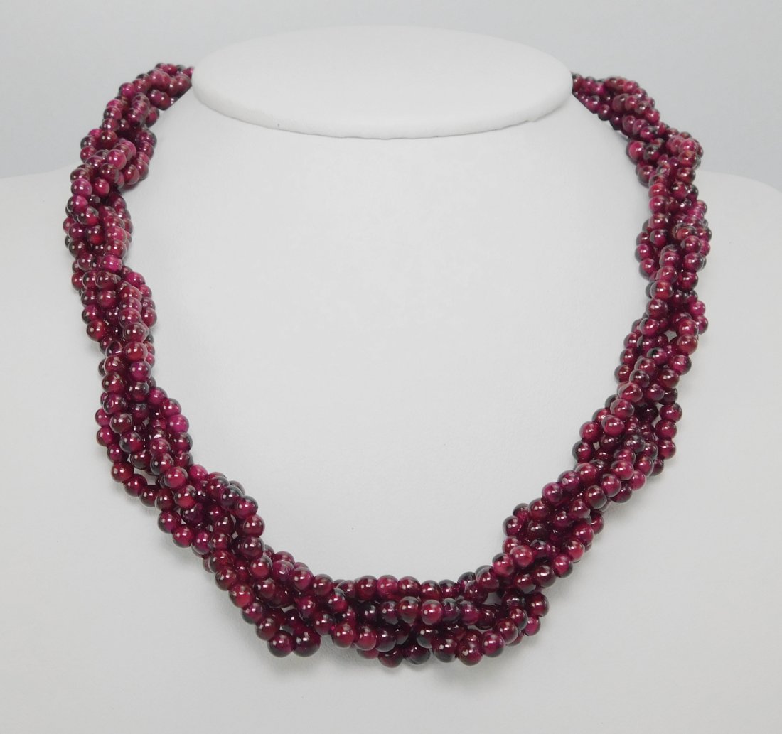 Five Strand Garnet Bead Torsade Necklace (1 of 3)