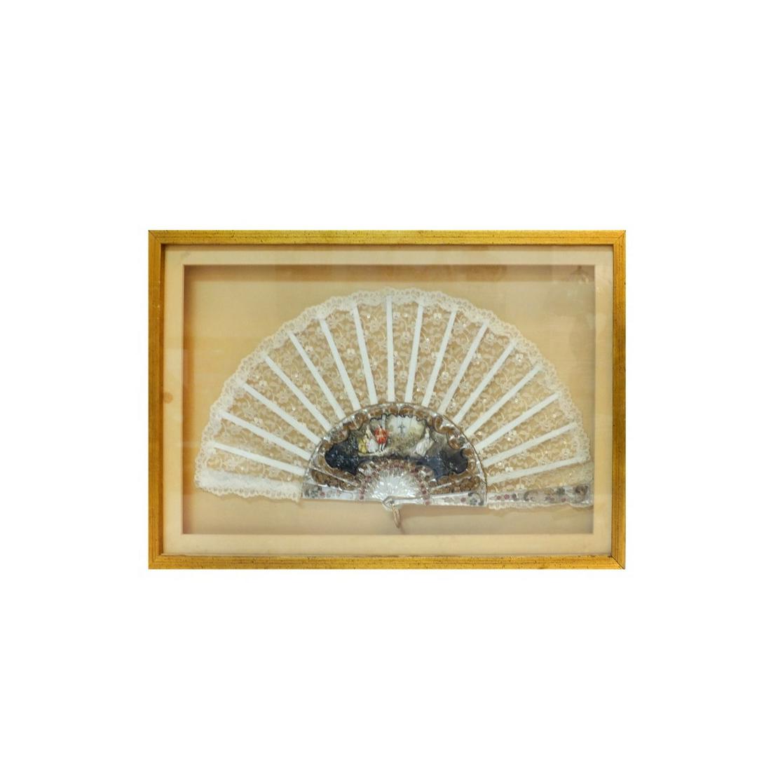 Antique Victorian Fan in Shadowbox Frame (1 of 3)