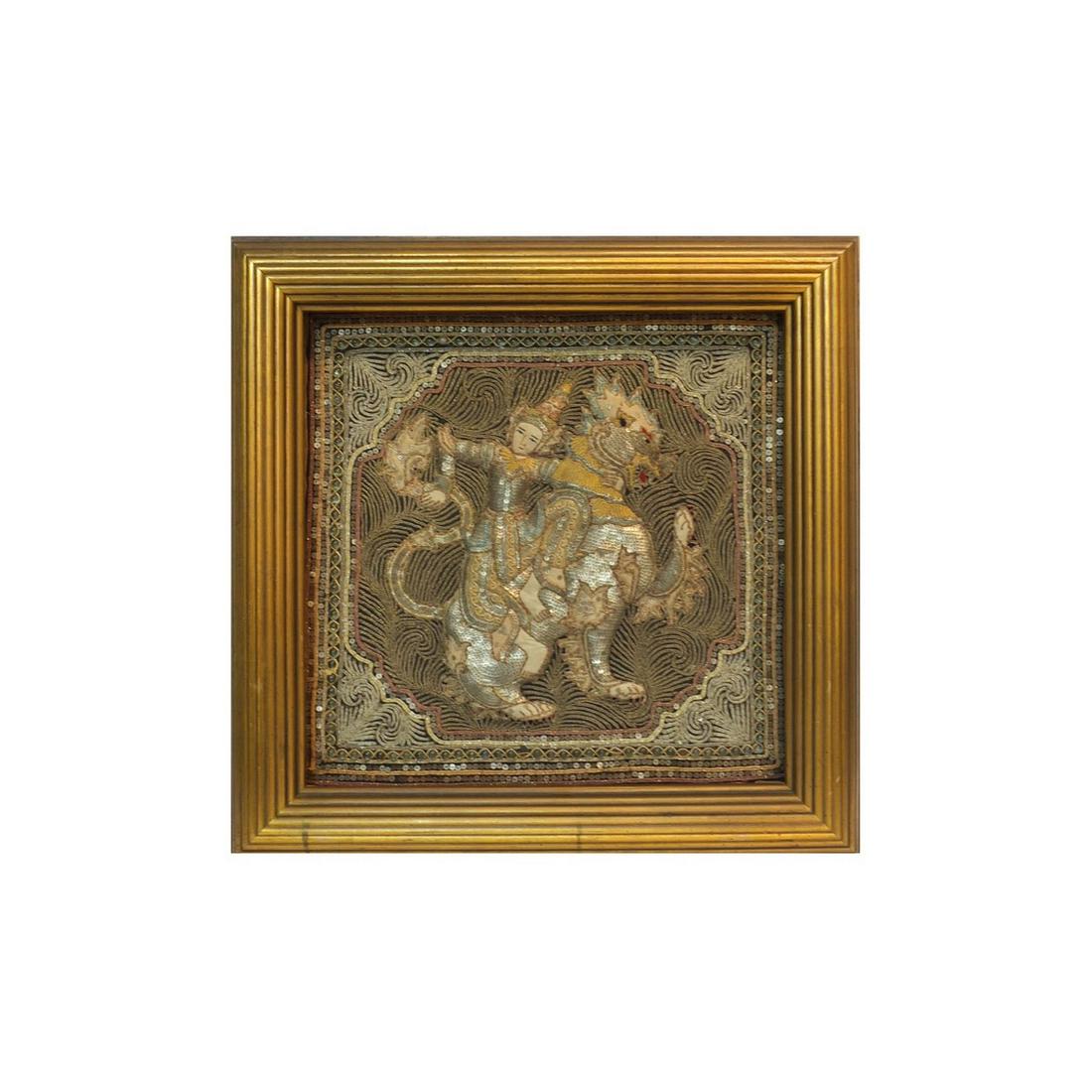 Antique Thai Silk Embroidered Panel (1 of 3)