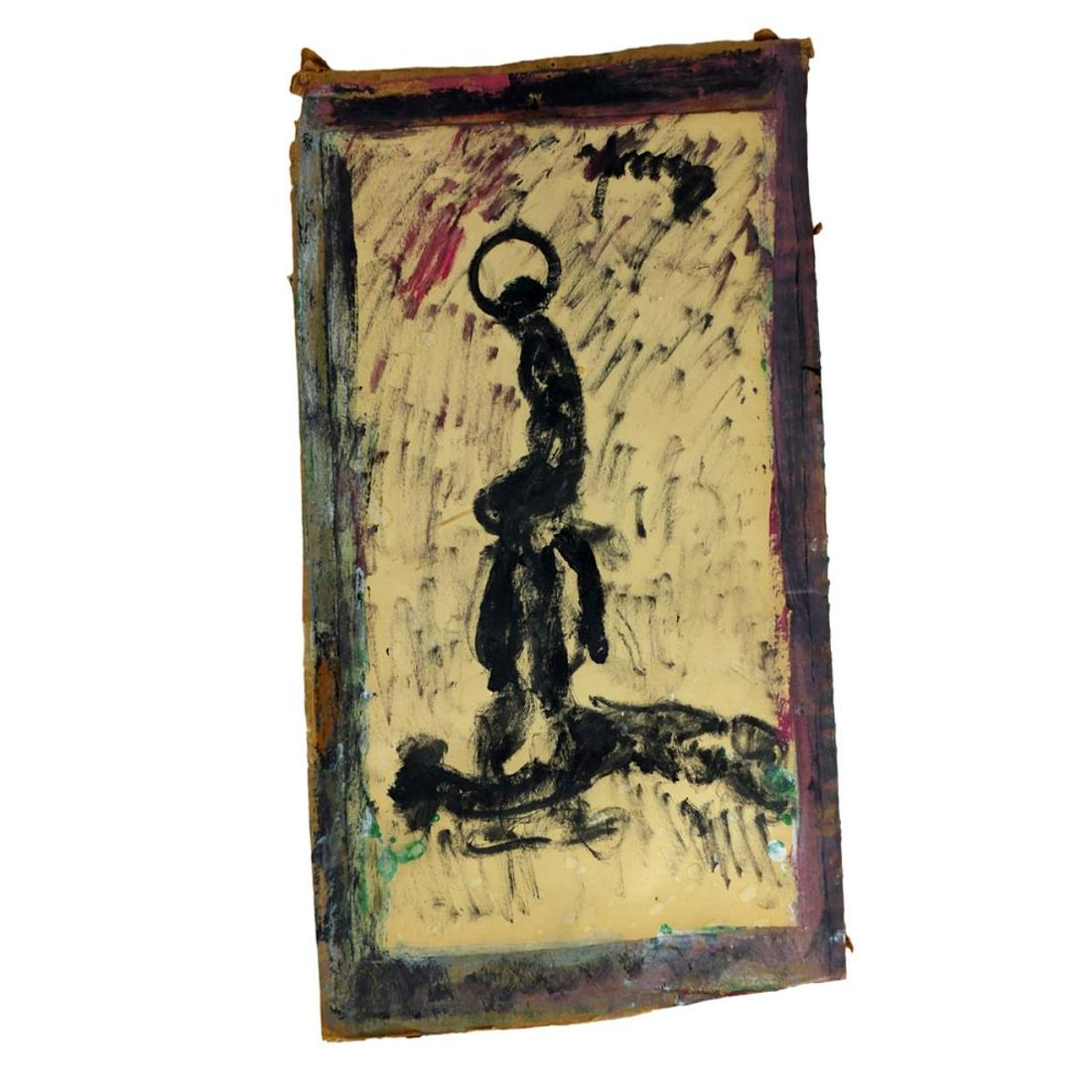 Purvis Young (1943 - 2010): Purvis Young, American (1943 - 2010) Oil on Found Cardboard "Horses" Signed. Overall measures 12-3/4" x 7". Condition: Good found condition. Estimate 100.00 - 300.00 Domestic shipping Third party