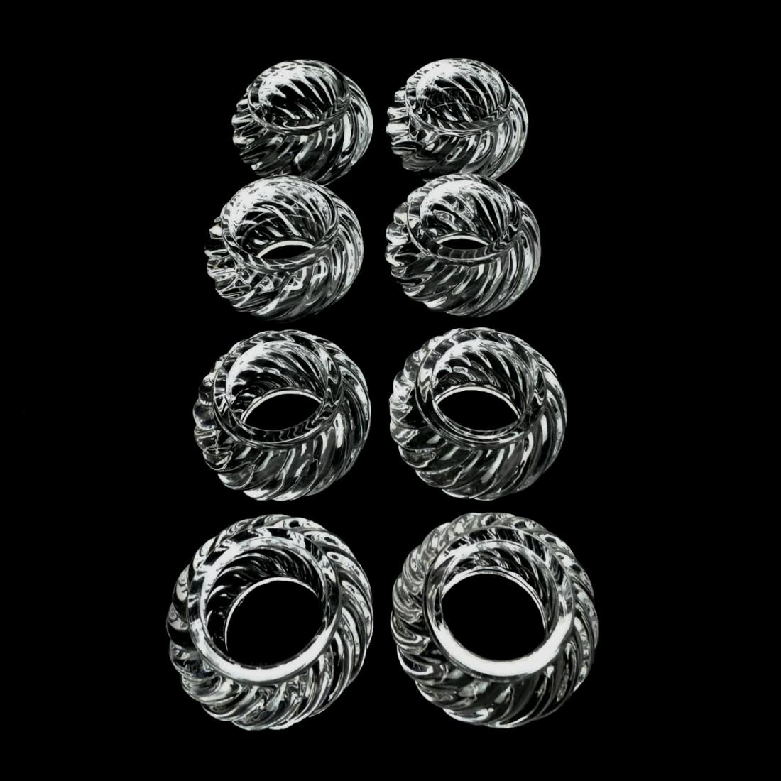 Set of Eight Baccarat Crystal Napkin Holders. Signed. Measures 1-1/4" x 2-1/4". Condition: Good (1 of 8)