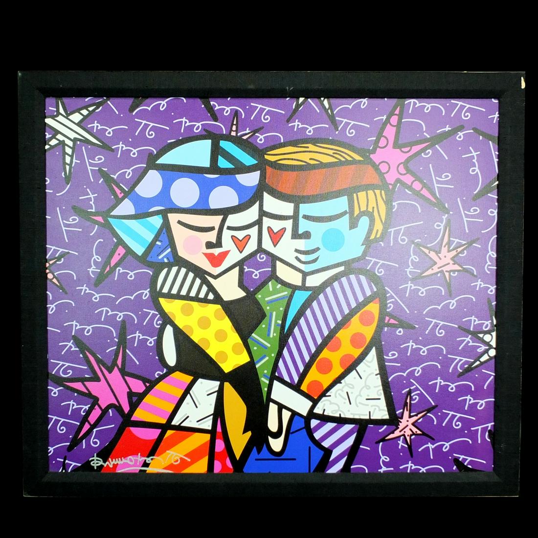 Romero Britto, Brazilian (Born 1963) "All Night Dancing" Limited Edition GiclÃ©e on Canvas, Hand (1 of 4)