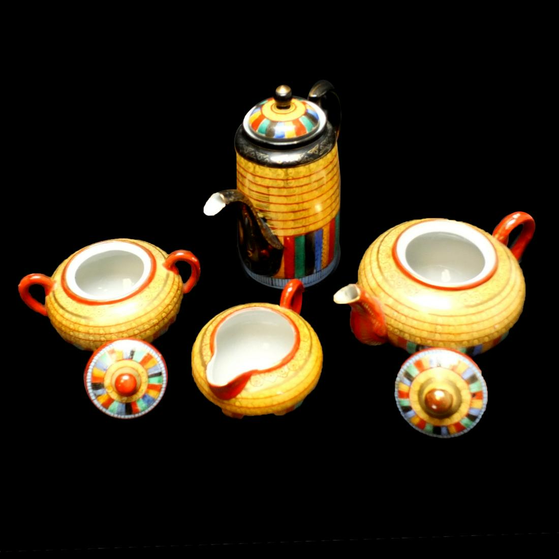 Vintage Japanese Nippon Porcelain 4-Piece Tea Set to Include a Teapot, Coffee Pot, Covered Sugar, (1 of 8)