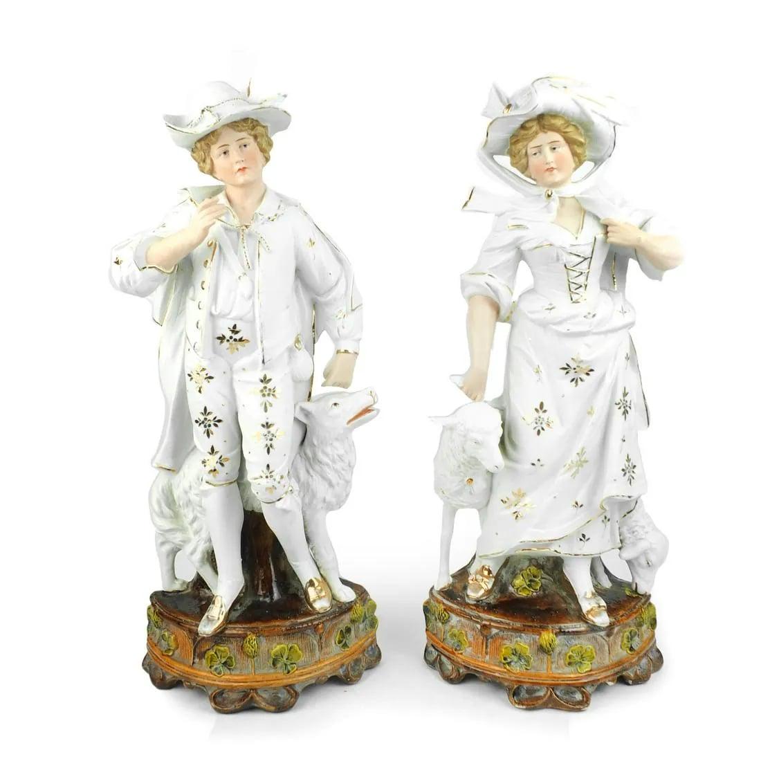 Pair of Large German Bisque Figurines (1 of 6)