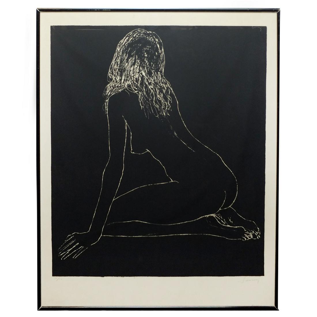 Jean Jansem (1920 - 2013): Jean Jansem (1920 - 2013) "Female Nude" Lithograph on Paper, Signed and Numbered 16/30. Measures 25-1/4" x 19-7/8". Frame measures 30-1/4" x 22-3/4". Condition: Good condition. Estimate 100.00 - 300.0