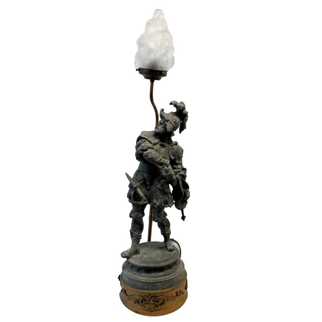 Antique French Spelter Sculpture Mounted as a Lamp (1 of 5)
