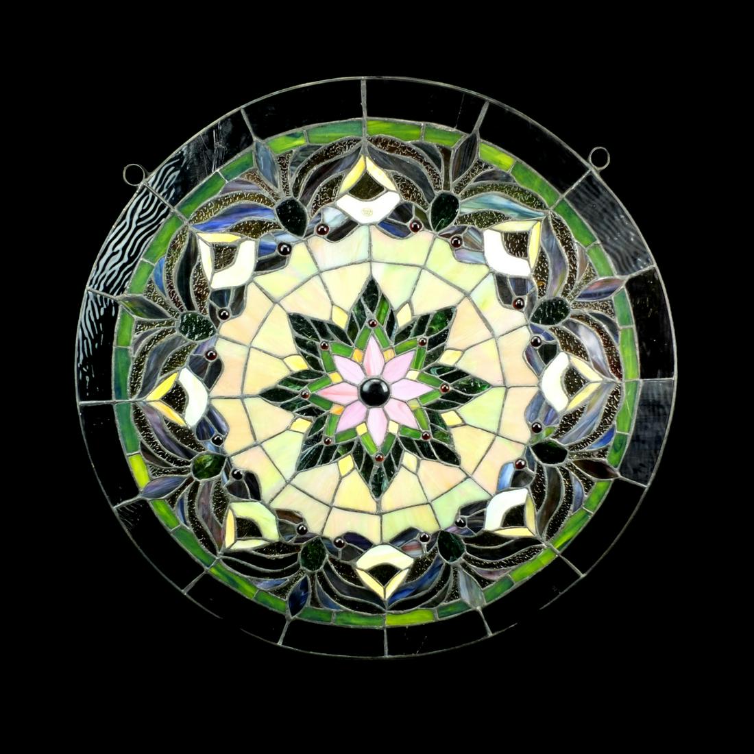 Large Vintage Multi Color Glass Panel (1 of 2)