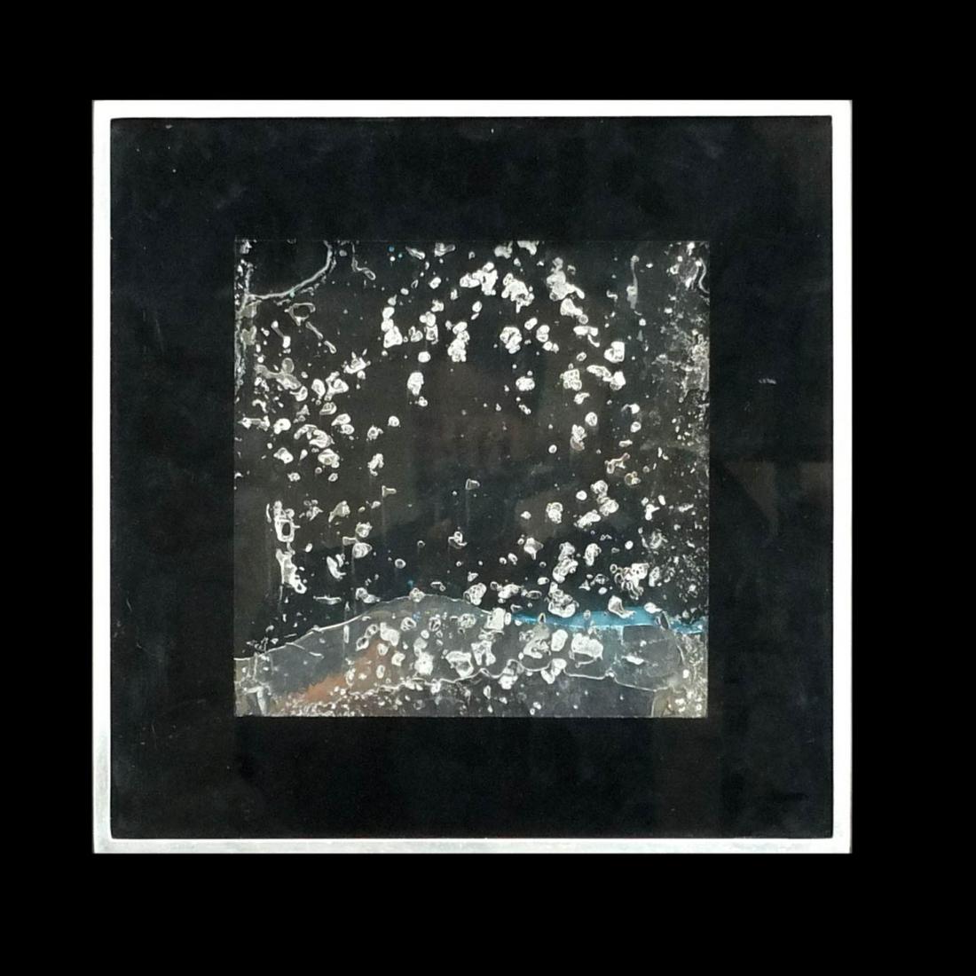 Ronald Mallory, American (Born 1939): Ronald Mallory, American (Born 1939) "Mercury Displacement" Kinetic Wall Hanging Steel, Glass, and Mercury Sculpture. Unsigned. Sight measures 9" x 9". Frame measures 14-1/4" x 14-1/4". Condition: Goo