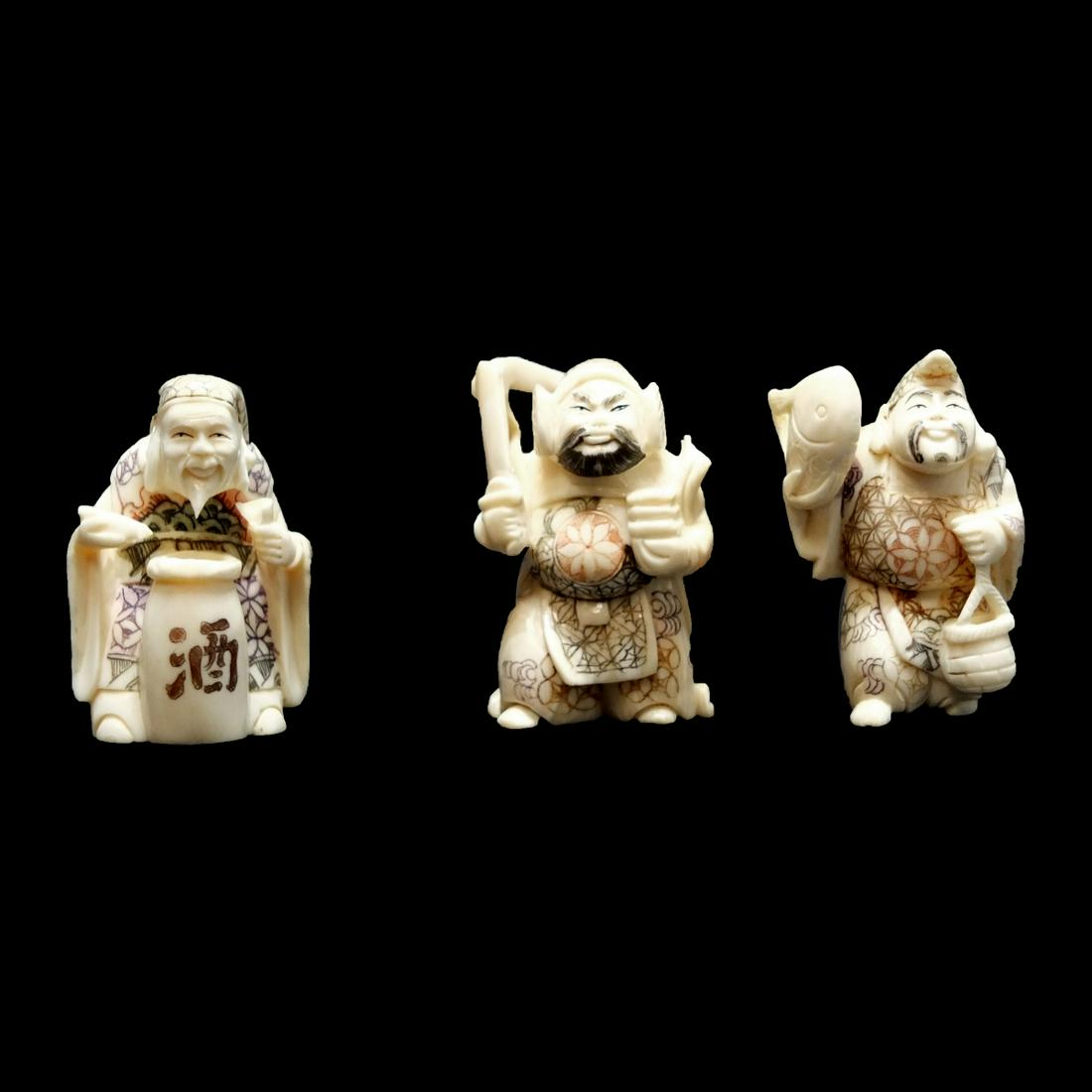 Three Antique Japanese Netsuke Figurines (1 of 8)