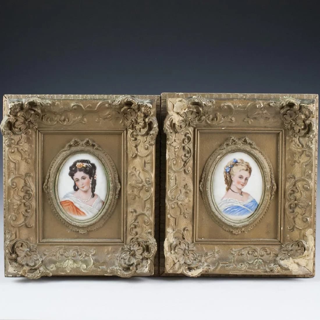 Pair of Framed Limoges Plaques (1 of 4)