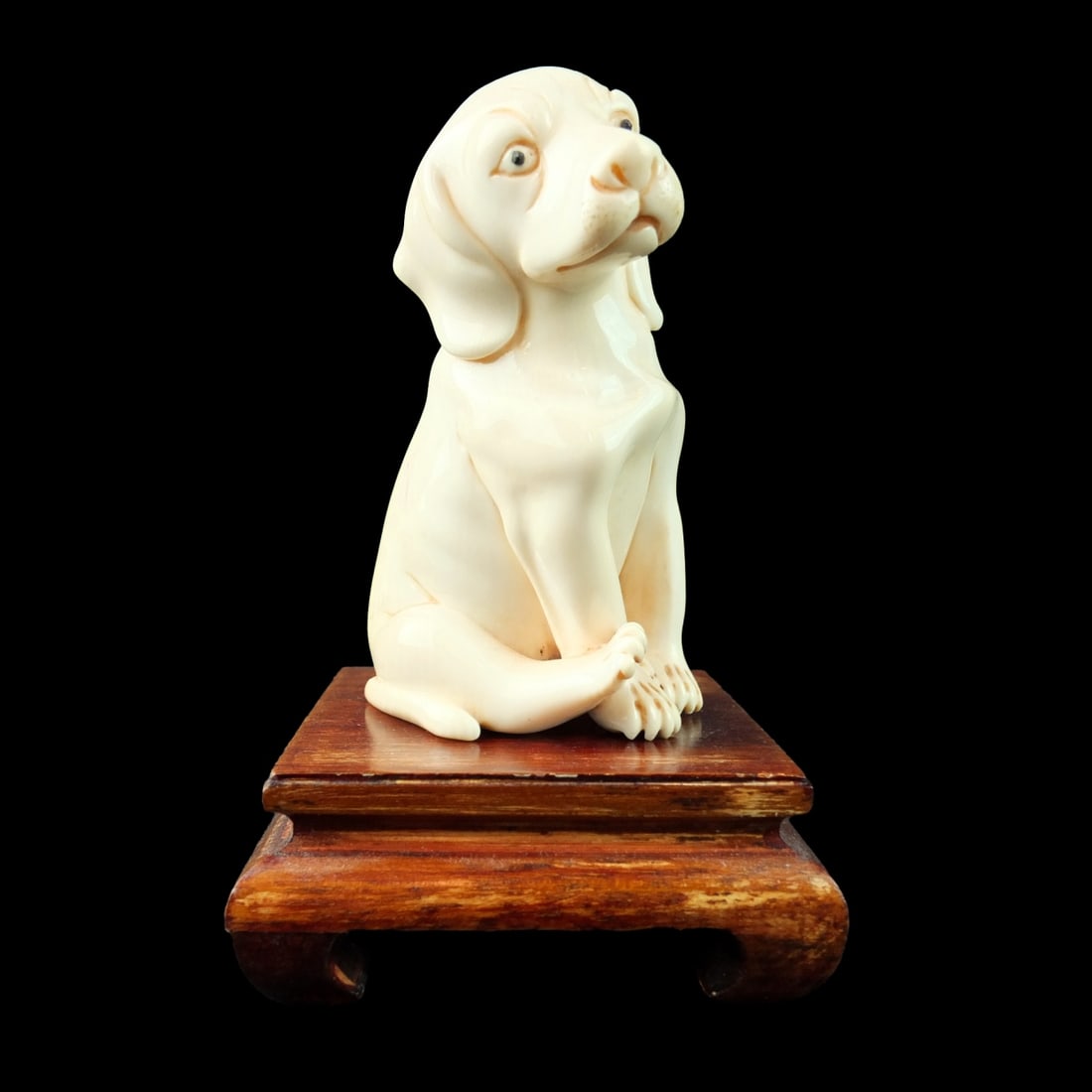 Antique Japanese Carved Dog Figurine (1 of 4)