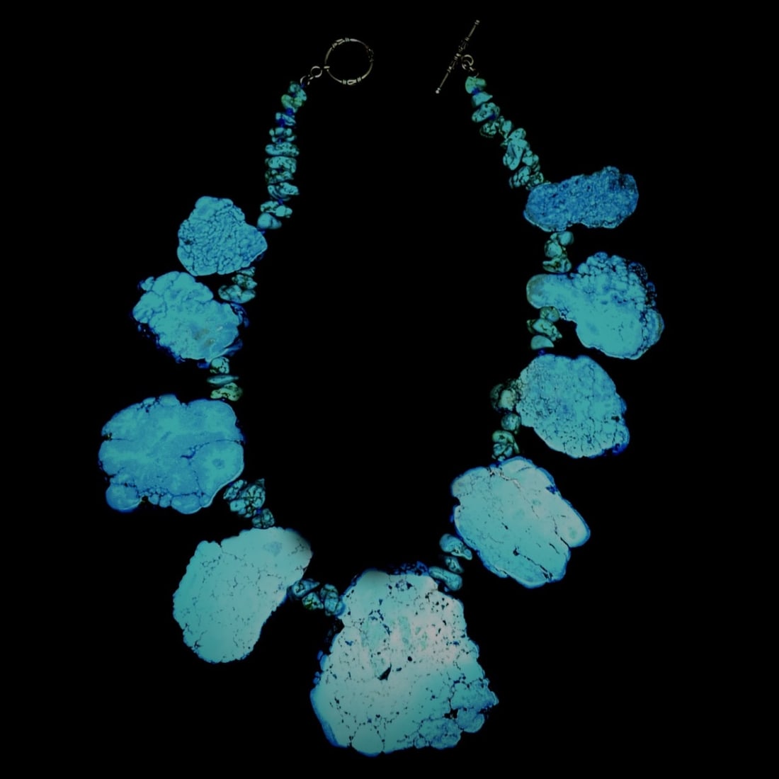 Large Flat Turquoise Beaded Necklace (1 of 5)