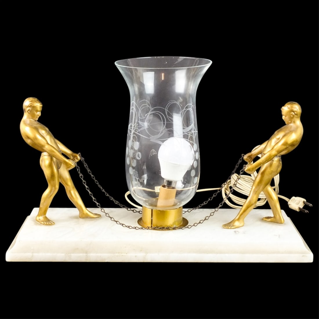 Circa 1920s Art Deco French Metal Lamp (1 of 4)