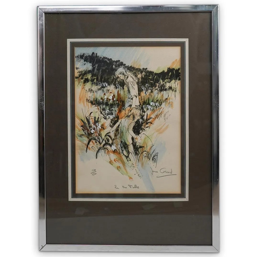 Jonas Gerard, American (Born 1941): Jonas Gerard, American (Born 1941) Color Lithograph on Paper "In The Fields" Signed and Numbered 114/150. Sight measures 13" x 9-1/2". Frame measures 21" x 15-1/2". Condition: Good condition. Estimate