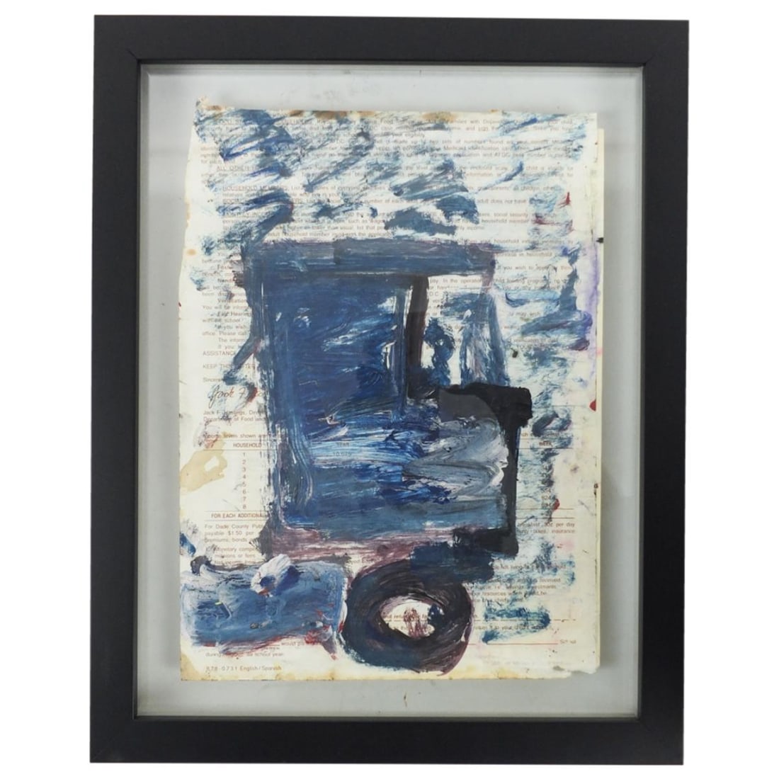 Purvis Young, American (1943 - 2010): Purvis Young, American (1943 - 2010) Oil on Found Paper "Truck with Driver". Sheet measures 11-1/2" x 8-1/2". Frame measures 14-3/4" x 11-7/8". Condition: Good condition. Estimate 200.00 - 400.00 Dome