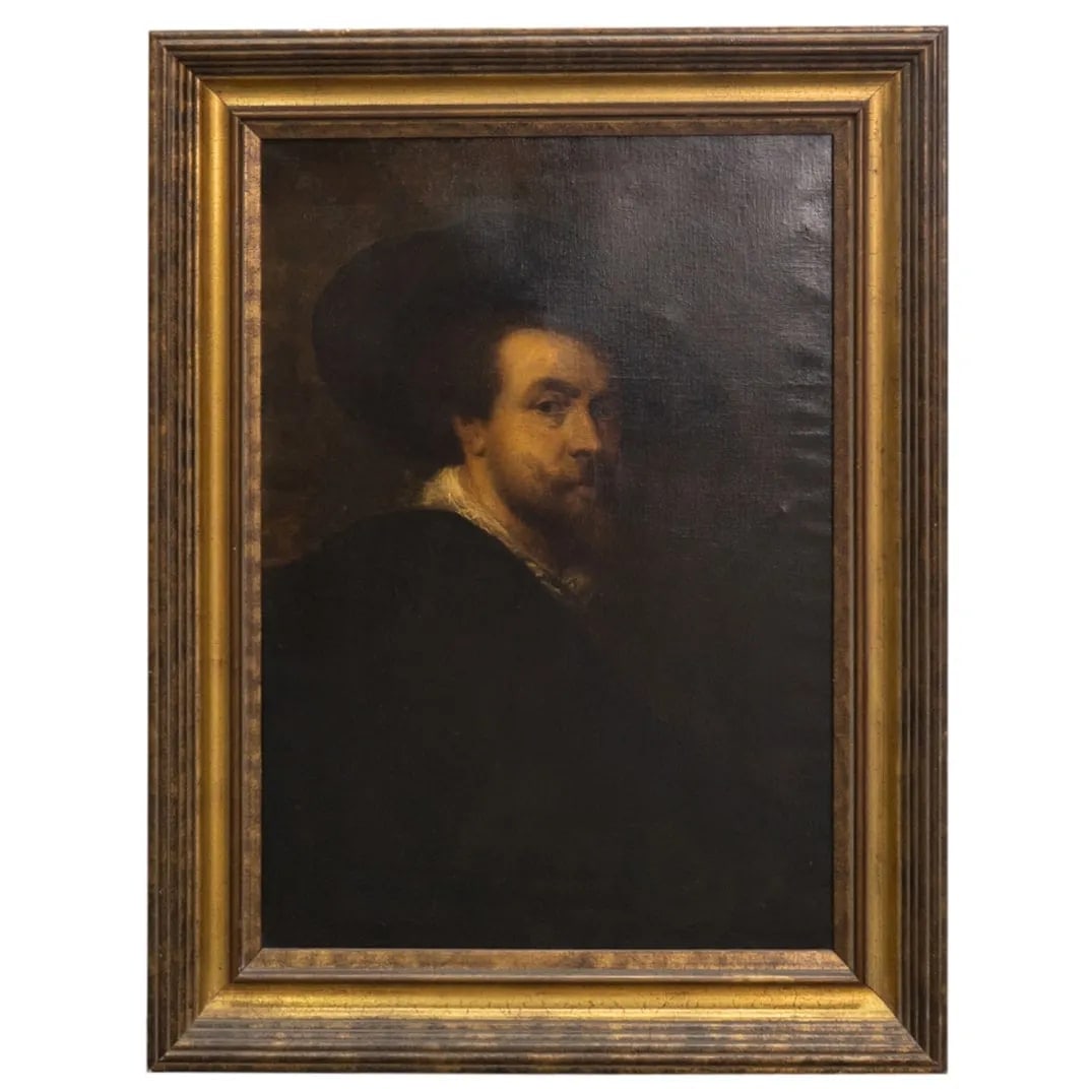 Valentino Valentini, Italian (Born 1858) O/C: Valentino Valentini, Italian (Born 1858) Oil on Canvas "Portrait of Peter Paul Rebens" Signed and Inscribed "Valentino Valentini, Zirenze Vic Del Ronco 2" En Verso. Measures 33" H x 24" W. Frame measu