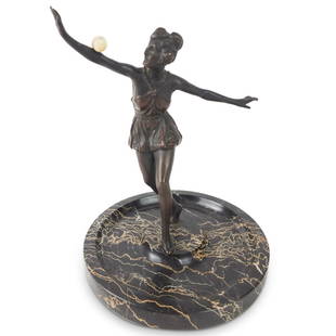 Claire Colinet (1880 - 1948) Bronze Sculpture: Claire Colinet (1880 or 85 - 1948) Art Deco Bronze Sculpture of a Dancer Presented on a Marble Base. Overall measures 8-3/4" x 7". Condition: Good condition. Estimate 100.00 - 600.00 Domestic shipping