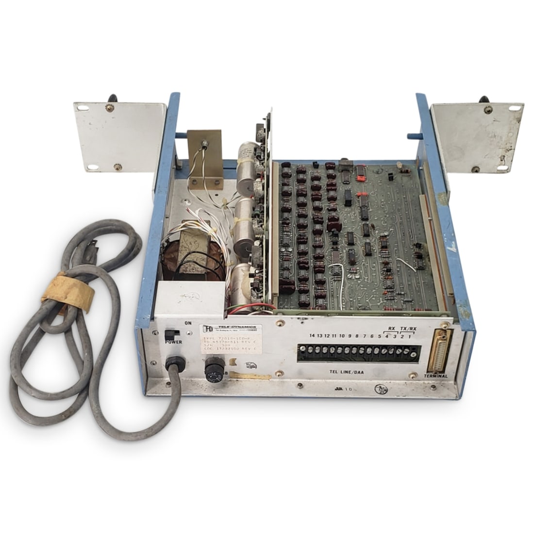 Tele-Dynamics NASA Space Shuttle Telephone Modem: Tele-Dynamics NASA Space Shuttle Telephone Modem. Manufacturer part No Type 7201B-1CD-A . Measures 19" x 14 1/2" x 3 1/2". Provenance: Estate of Charles Bell space auction in May of 2000. Please be ad