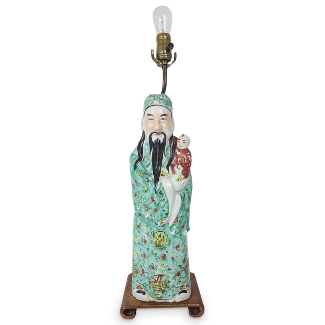 Large Chinese Famille Rose Fu Immortal Figurine (1 of 5)